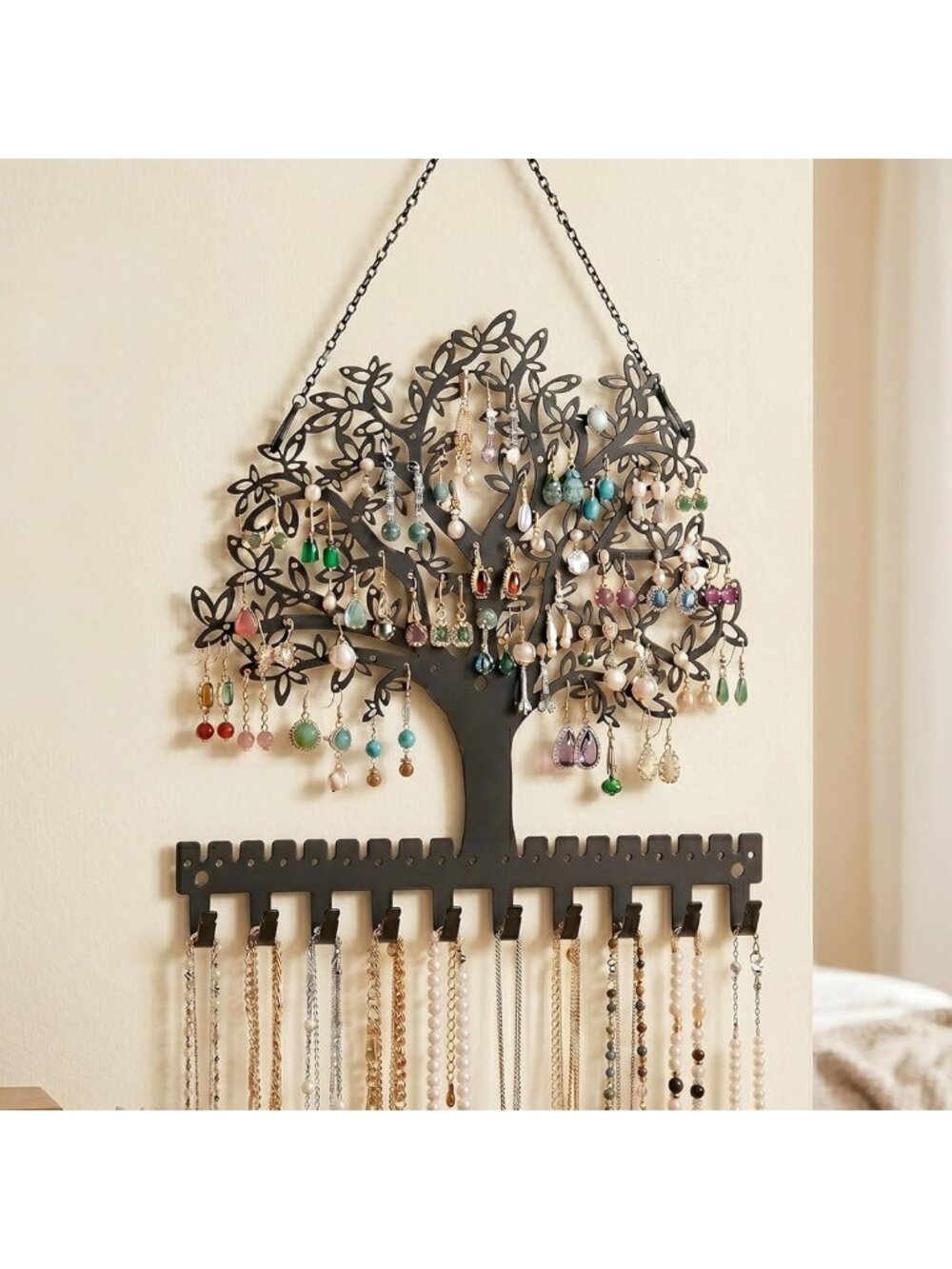 Wall-Mounted Jewelry Organizer - Tree of Life Earring & Necklace Holder, Gift